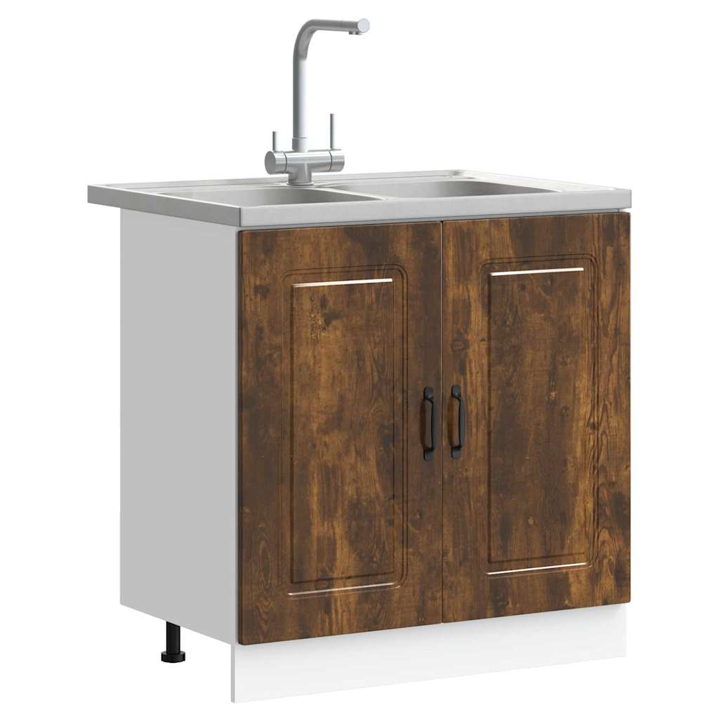vidaXL Keukenkast 2 pcs Bruin 80 x 46 x 81.5 cm Bewerkt hout