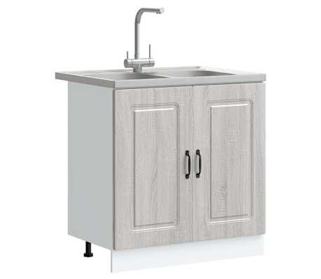 vidaXL Kitchen Cabinet with Door Kalmar 2 pcs Grey 80 x 46 x 81.5 cm