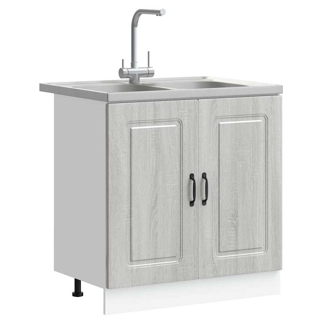 vidaXL Keukenkast 2 pcs Grijs 80 x 46 x 81.5 cm Bewerkt hout