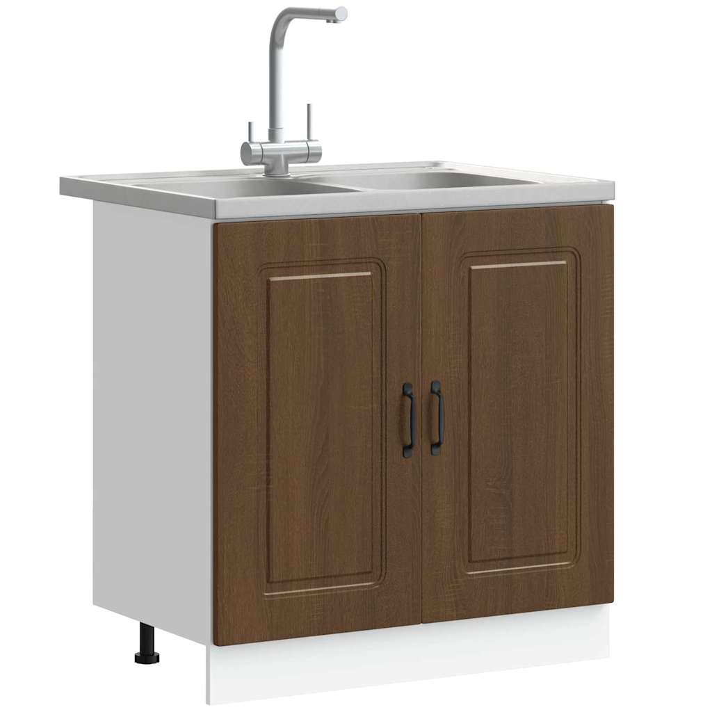 vidaXL Keukenkast 2 pcs Bruin 80 x 46 x 81.5 cm Bewerkt hout