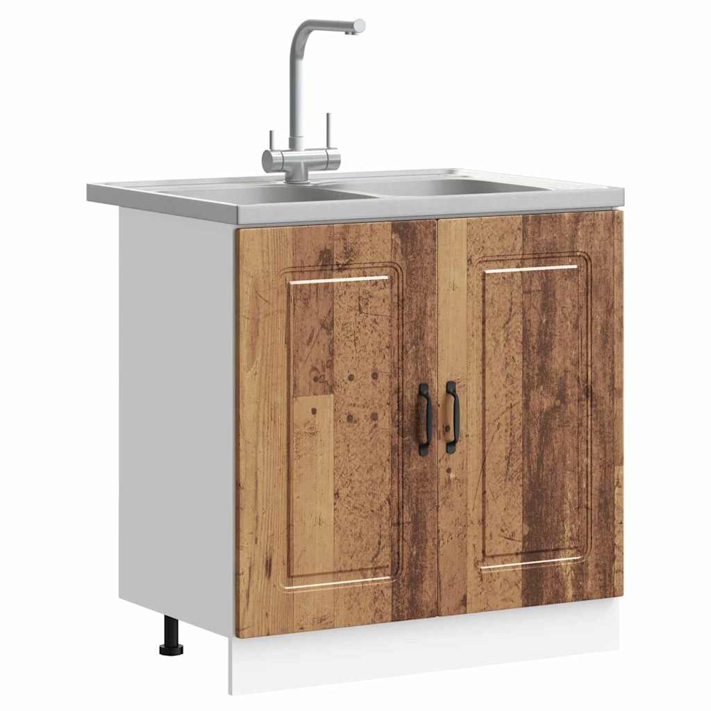 vidaXL Keukenkast 2 pcs Bruin 80 x 46 x 81.5 cm Bewerkt hout