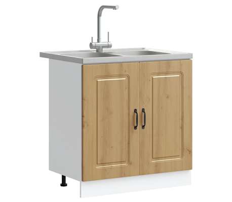 vidaXL Kitchen Cabinet with Door Kalmar 2 pcs Brown 80 x 46 x 81.5 cm