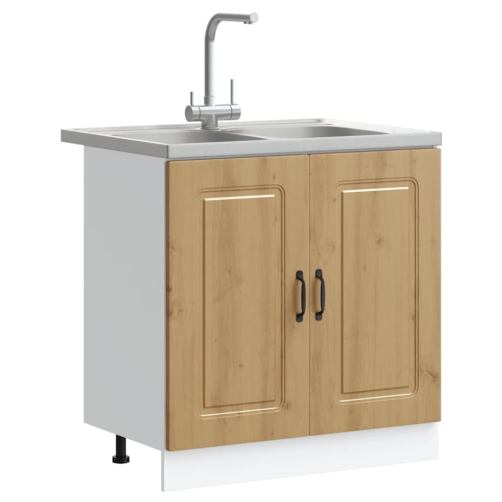 vidaXL Keukenkast 2 pcs Bruin 80 x 46 x 81.5 cm Bewerkt hout