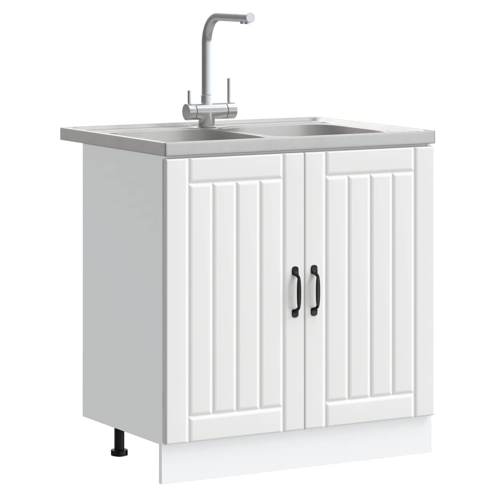 Thumbnail - vidaXL Waschbecken-Unterschrank mit Tür Lucca 2 pcs Weiß Holzwerkstoff