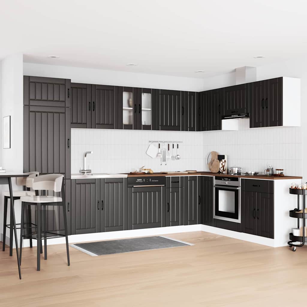 vidaXL Dulap de bucătărie cu ușă Lucca 2 pcs Negru 80 x 46 x 81.5 cm
