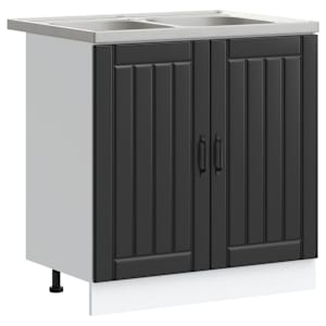 Skříňka pod dřez s úložištěm Lucca 2 pcs Černá kompozitní dřevo - obrázek 2