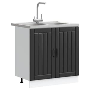 Skříňka pod dřez s úložištěm Lucca 2 pcs Černá kompozitní dřevo - obrázek 3