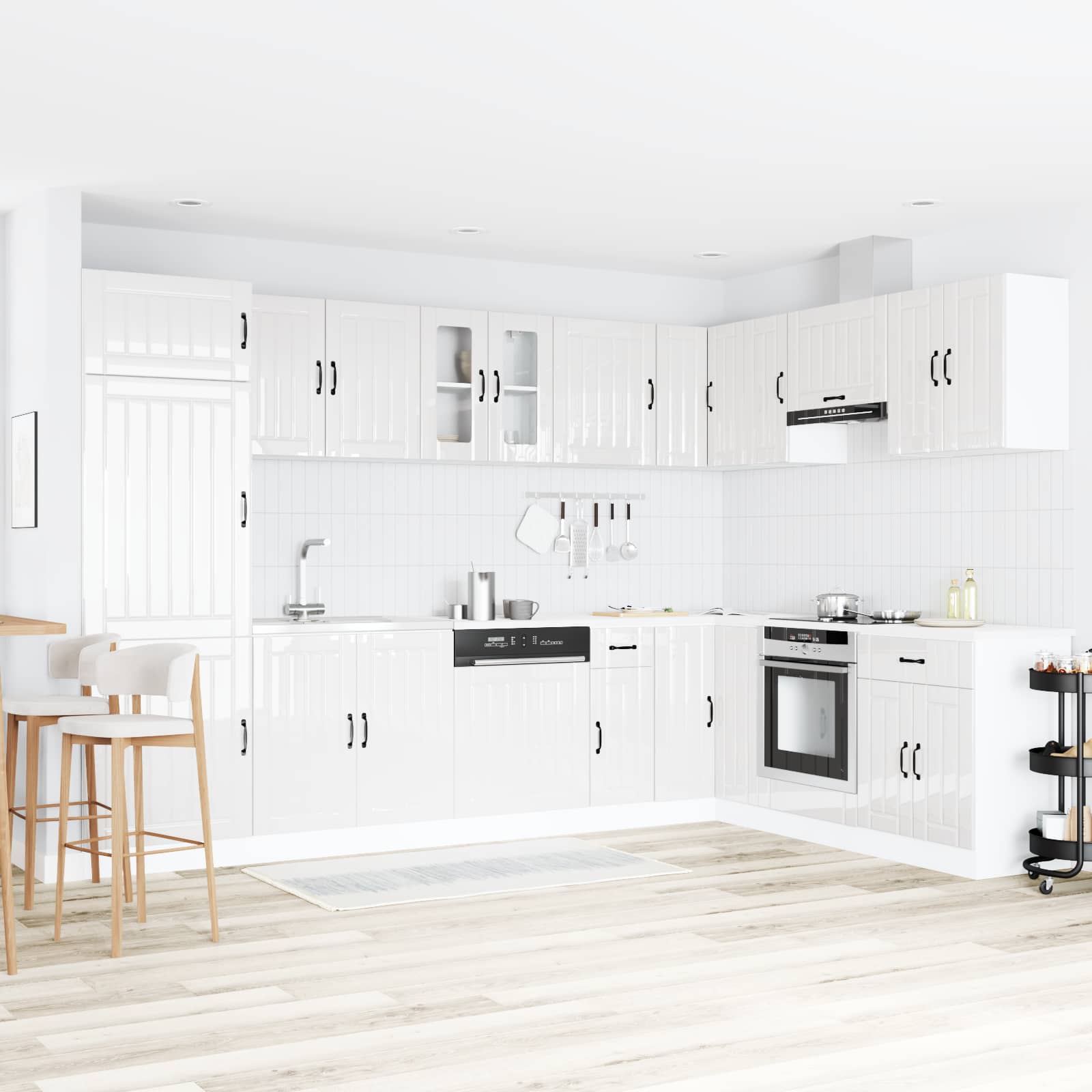 vidaXL Küchenschrank mit Tür Lucca Hochglanz Weiß 80 x 46 x 81.5 cm