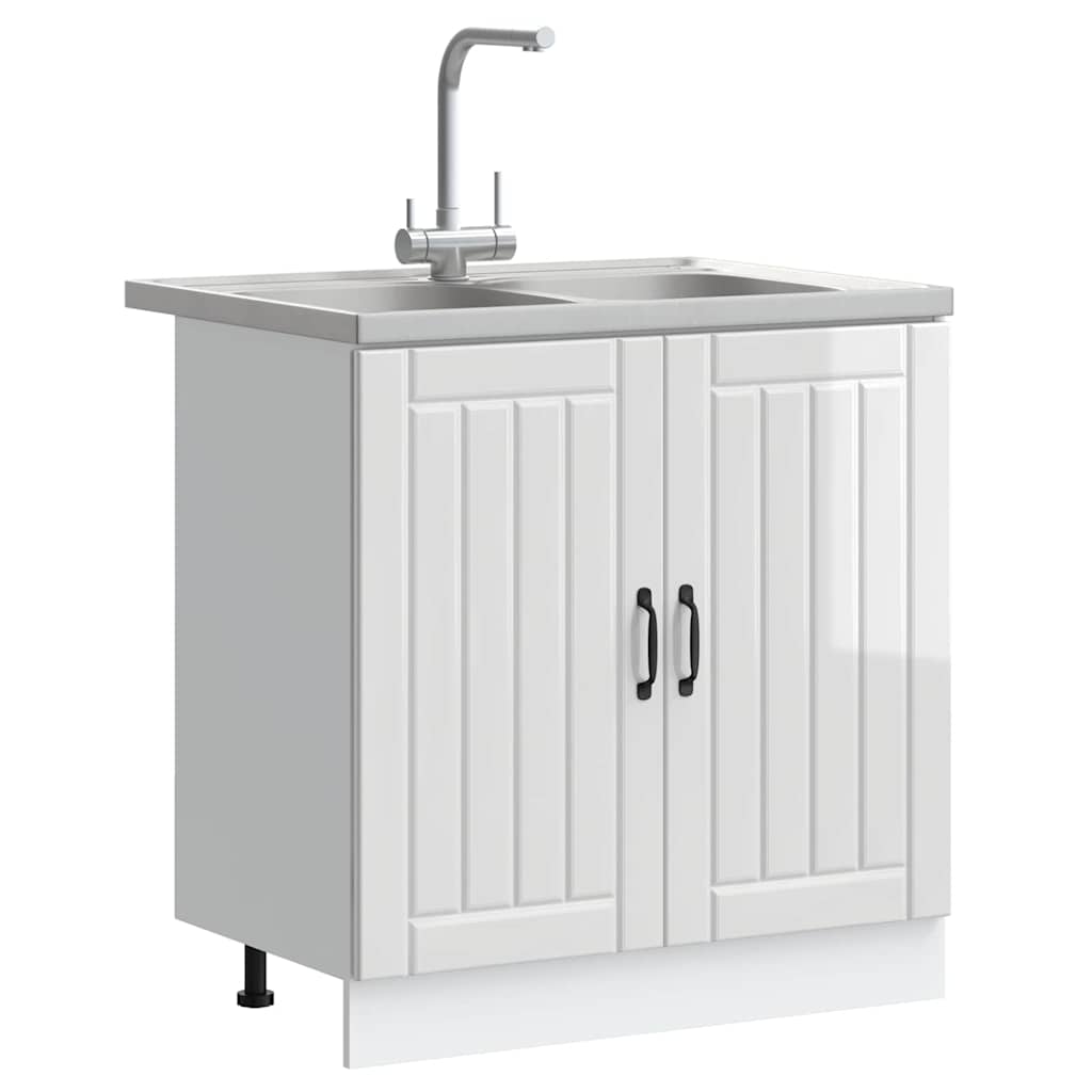 vidaXL Keukenkast met opslag 2 pcs Wit 80 x 46 x 81.5 cm Bewerkt hout