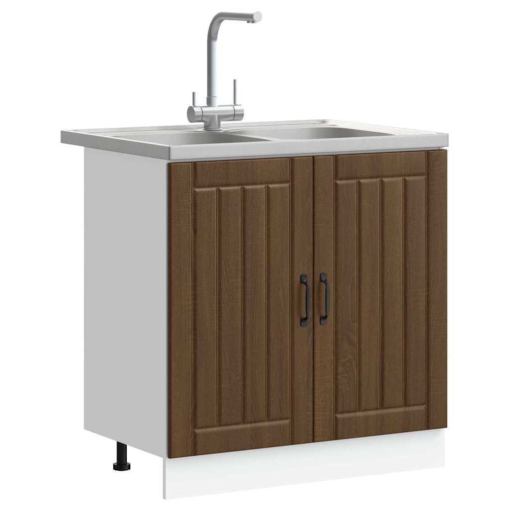 vidaXL Keukenkast 2 pcs Bruin 80 x 46 x 81.5 cm Bewerkt hout