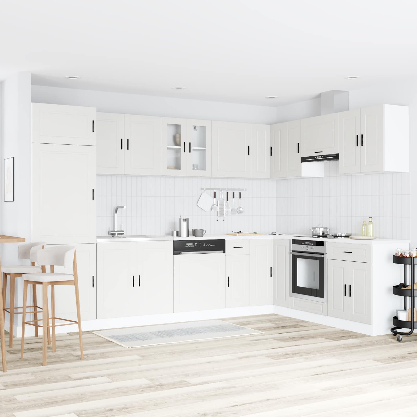 vidaXL Diskbänksskåp Porto 2 st Vit 80 x 46 x 81,5 cm Konstruerat trä