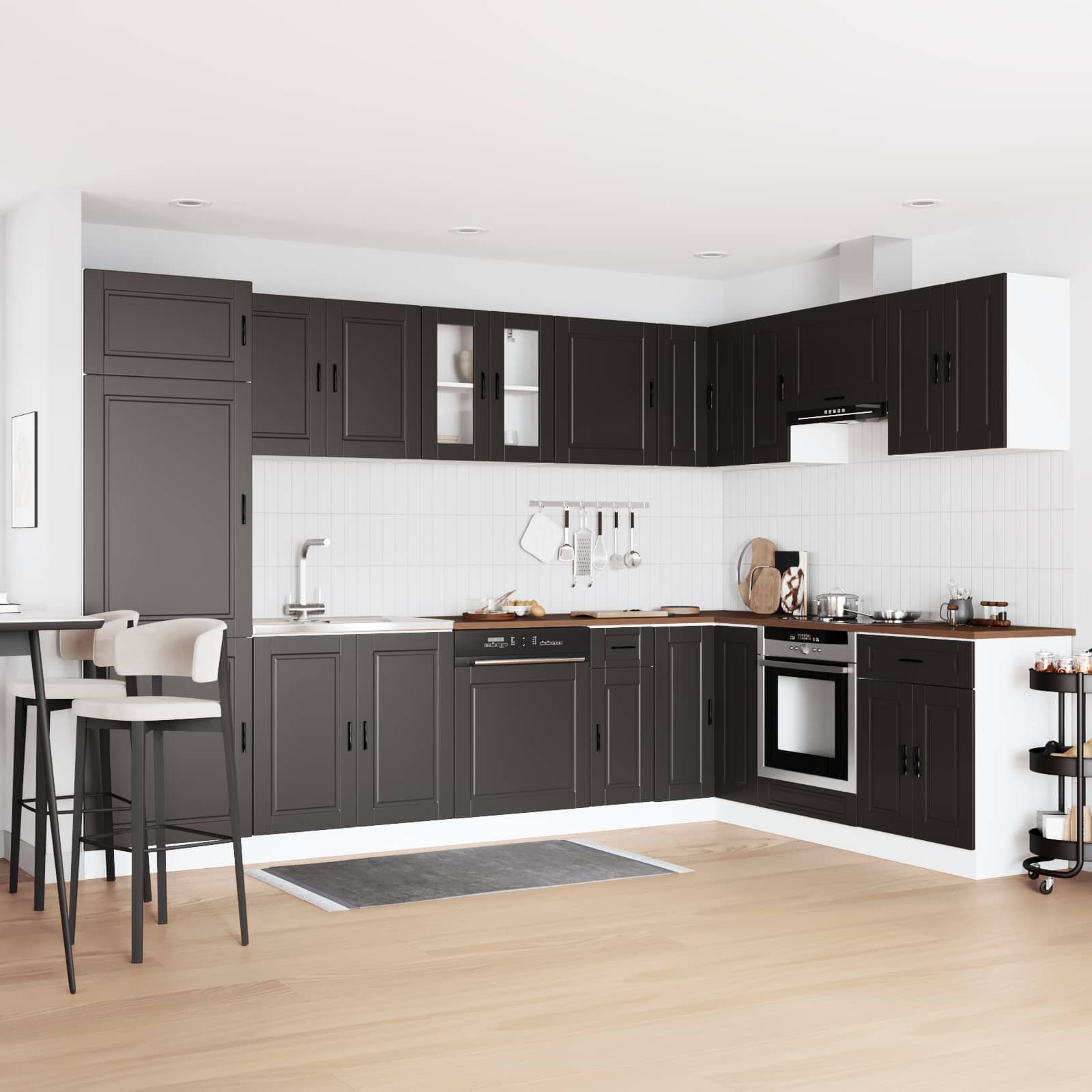 vidaXL Diskbänksskåp Porto 2 st Svart 80 x 46 x 81,5 cm