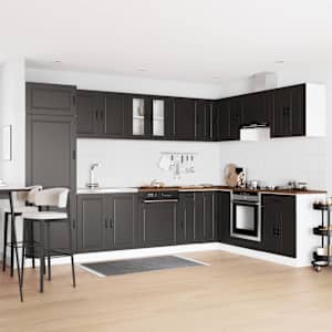 Kopalniška omarica z vrati Porto 2 pcs Črna Konstruiran les