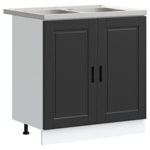 vidaXL Valamu aluskapp Porto 2 tk Must 80 x 46 x 81,5 cm Tehispuit