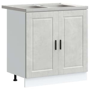Skříňka pod dřez s úložištěm Porto 2 pcs Šedá Kompozitní dřevo - obrázek 2