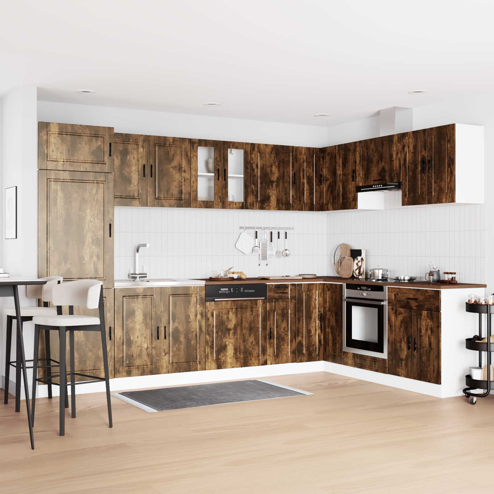 Thumbnail - vidaXL Waschbecken-Unterschrank Porto 2 pcs Braun Holzwerkstoff