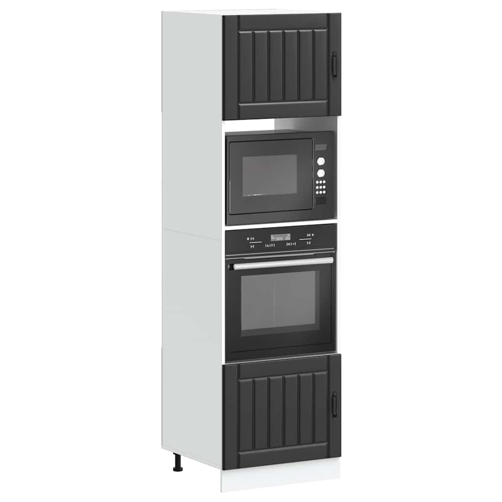 vidaXL Ovenkasten 2 st Lucca bewerkt hout zwart