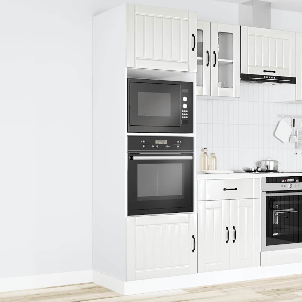 vidaXL Ovenkasten 2 st Lucca bewerkt hout glanzend wit afbeelding