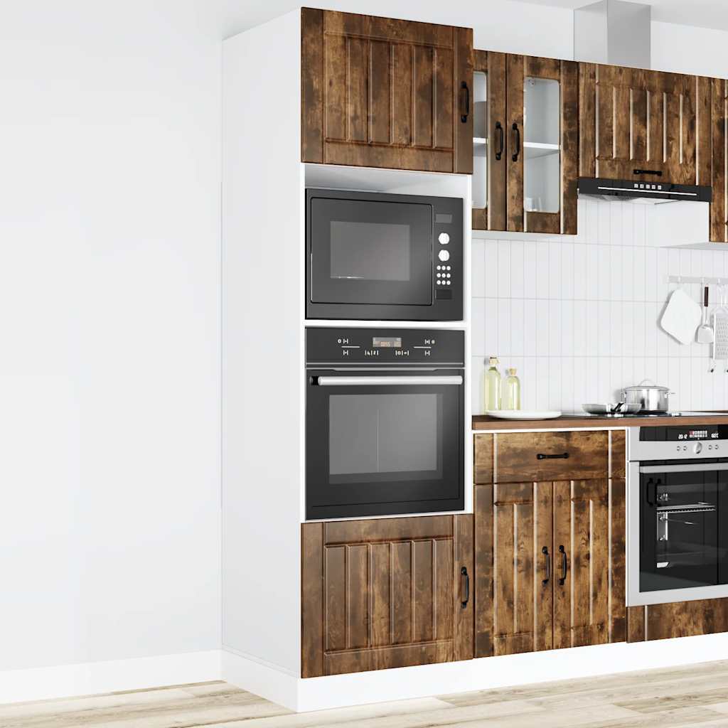 vidaXL Ovenkasten 2 st Lucca bewerkt hout gerookt eikenkleurig afbeelding