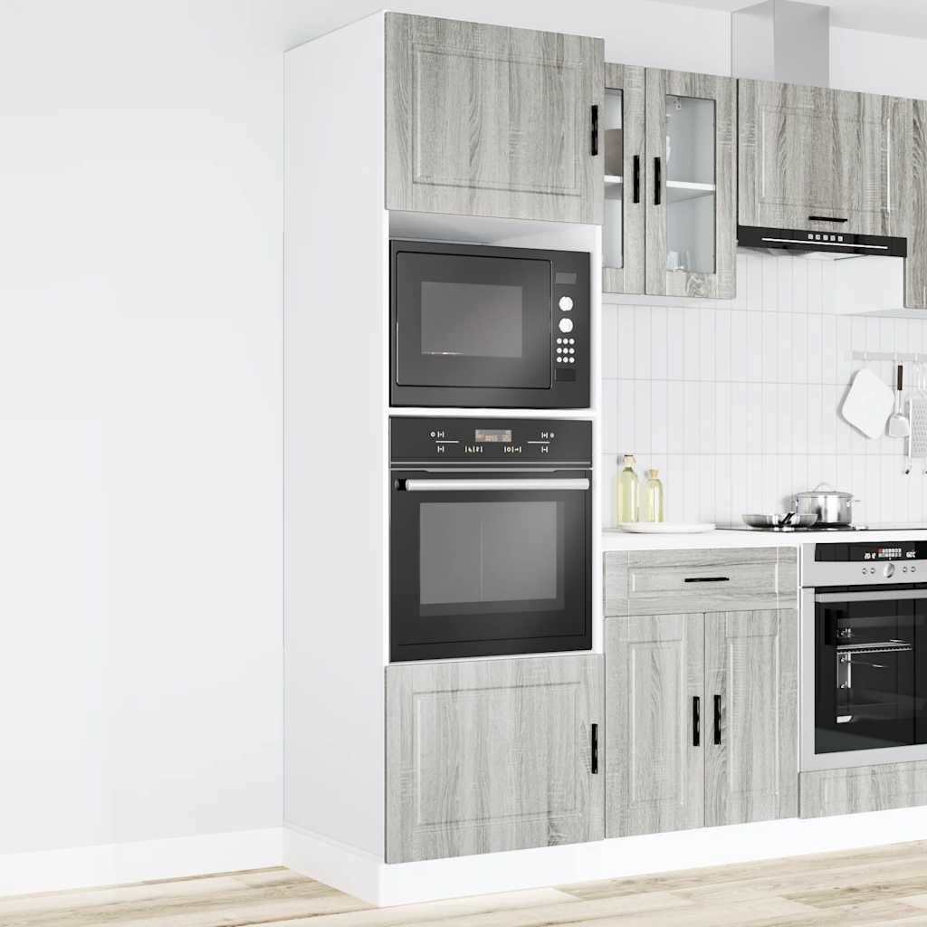 vidaXL Ovenkasten 2 st Porto bewerkt hout grijs sonoma eikenkleurig afbeelding