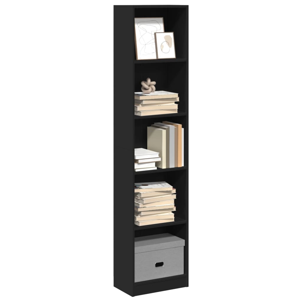 vidaXL Bibliotecă, negru, 40x24x176 cm, lemn prelucrat