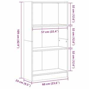 Knihovna hnědý dub 60 x 24 x 109 cm kompozitní dřevo - obrázek 10