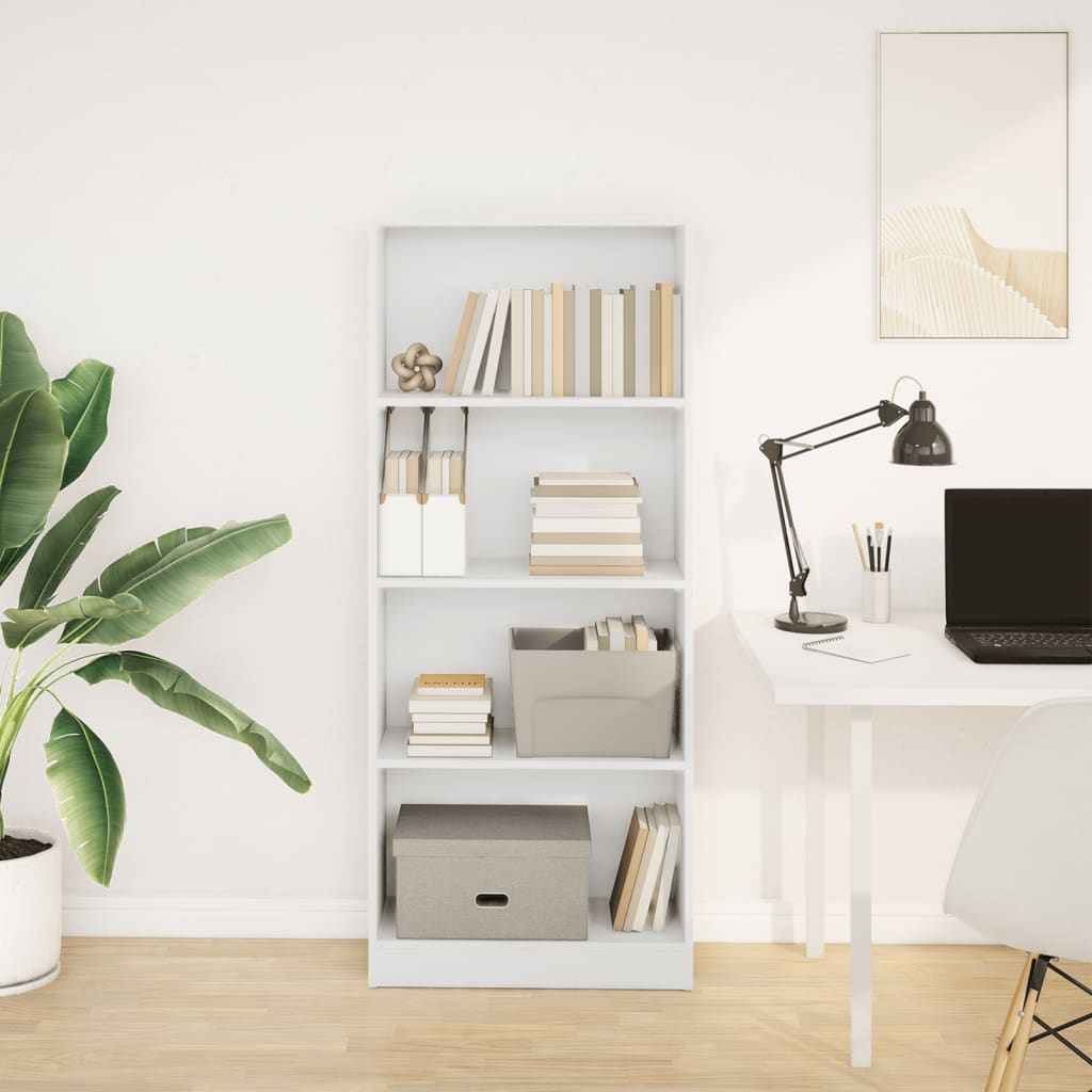 vidaXL Boekenkast 60x24x143 cm bewerkt hout wit afbeelding