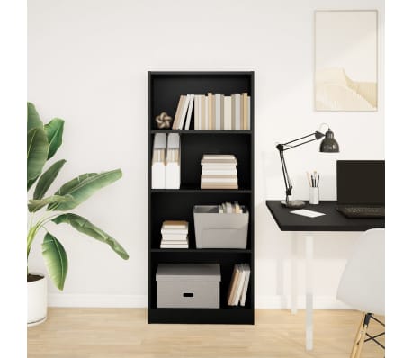 vidaXL Biblioth&egrave;que noir 60x24x143 cm bois d'ing&eacute;nierie