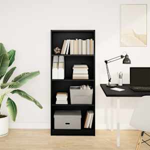 vidaXL Biblioth&egrave;que noir 60x24x143 cm bois d'ing&eacute;nierie