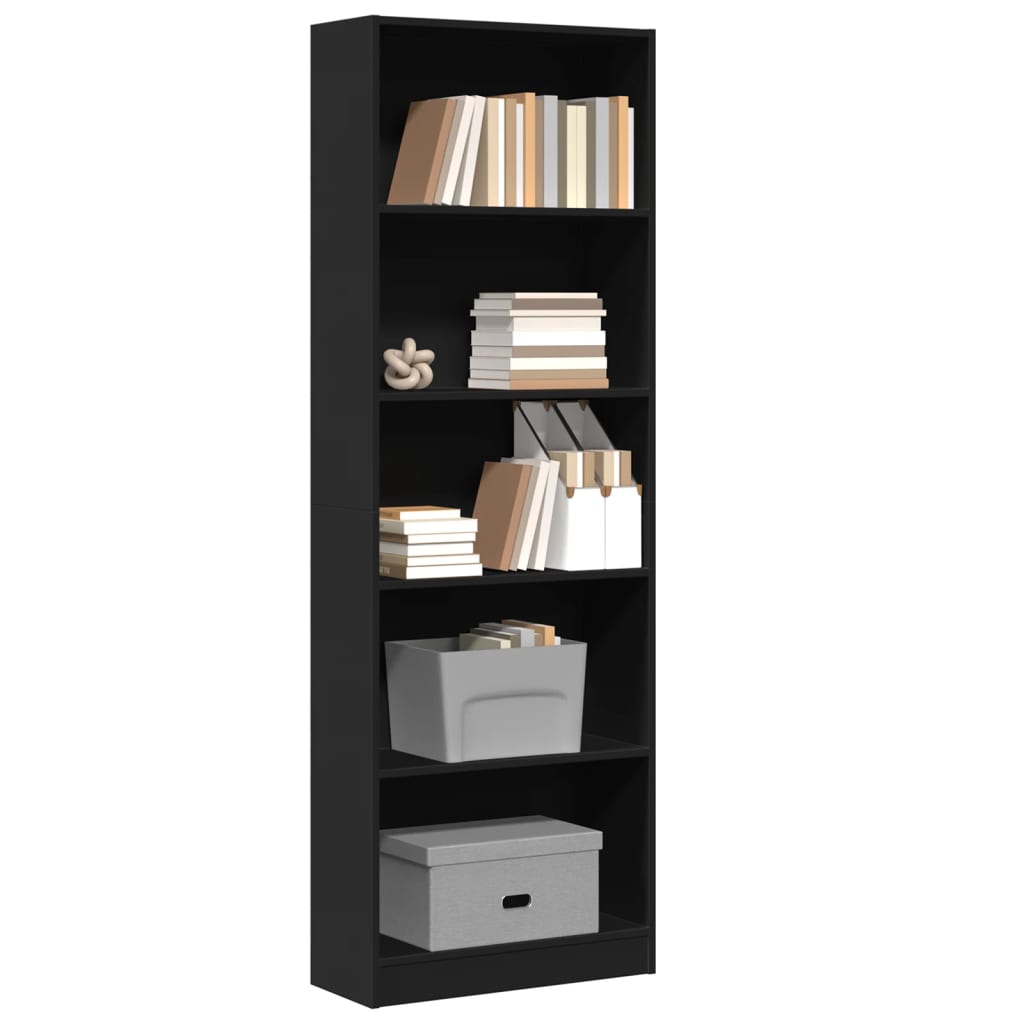 vidaXL Bibliotecă, negru, 60x24x176 cm, lemn prelucrat