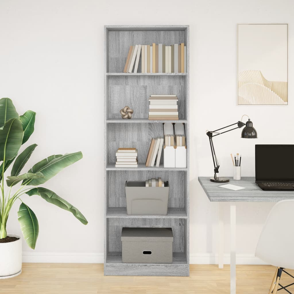 vidaXL Kirjahylly harmaa Sonoma 60x24x176 cm tekninen puu