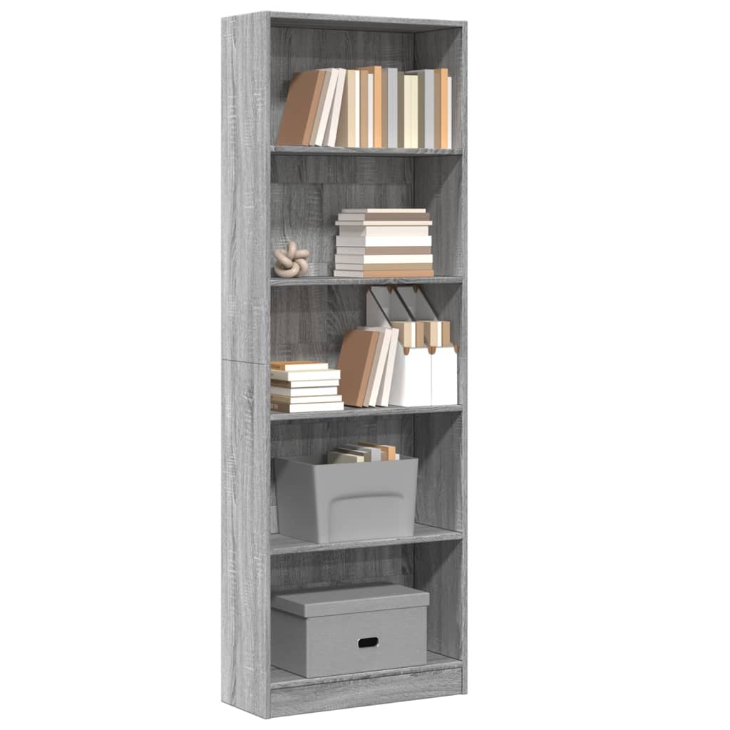 vidaXL Bücherregal Grau Sonoma 60x24x176 cm Holzwerkstoff