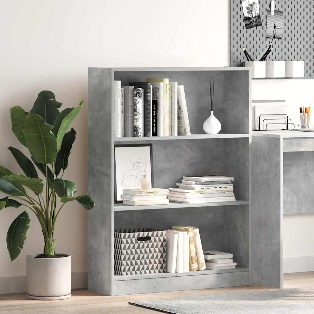 vidaXL Bibliotecă, gri beton, 80x24x109 cm, lemn prelucrat