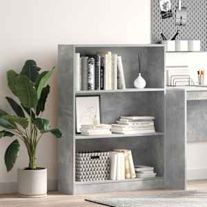 Knjižna omara betonsko siva 80x24x109 cm inženirski les