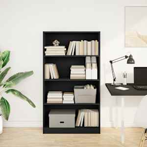 vidaXL grāmatu plaukts, melns, 80x24x143 cm, inženierijas koks