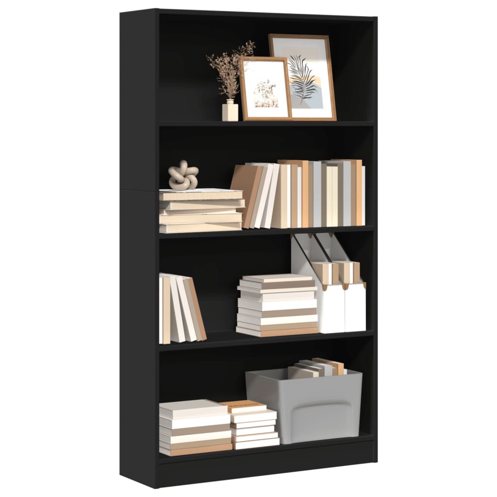 vidaXL Bibliotecă, negru, 80x24x143 cm, lemn prelucrat