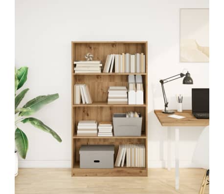 vidaXL grāmatu plaukts, koka krāsa, 80x24x143 cm, inženierijas koks