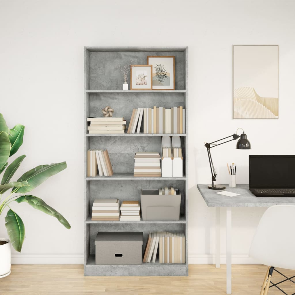 Thumbnail - vidaXL Bücherregal Betongrau 80x24x176 cm Holzwerkstoff