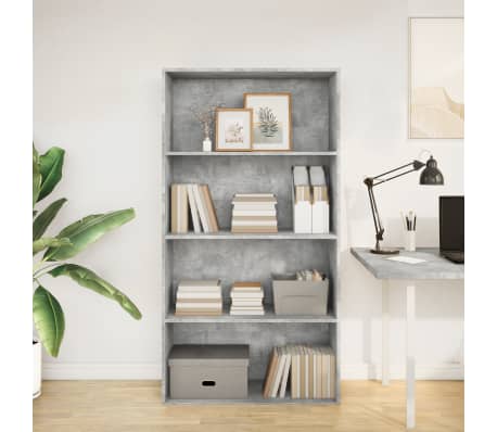 vidaXL raamaturiiul, betoonhall, 80x30x152 cm, tehispuit