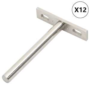 vidaXL Ujuvad riiuliklambrid, 12tk, n&auml;htamatud &Oslash;10x100 mm s&uuml;sinikteras