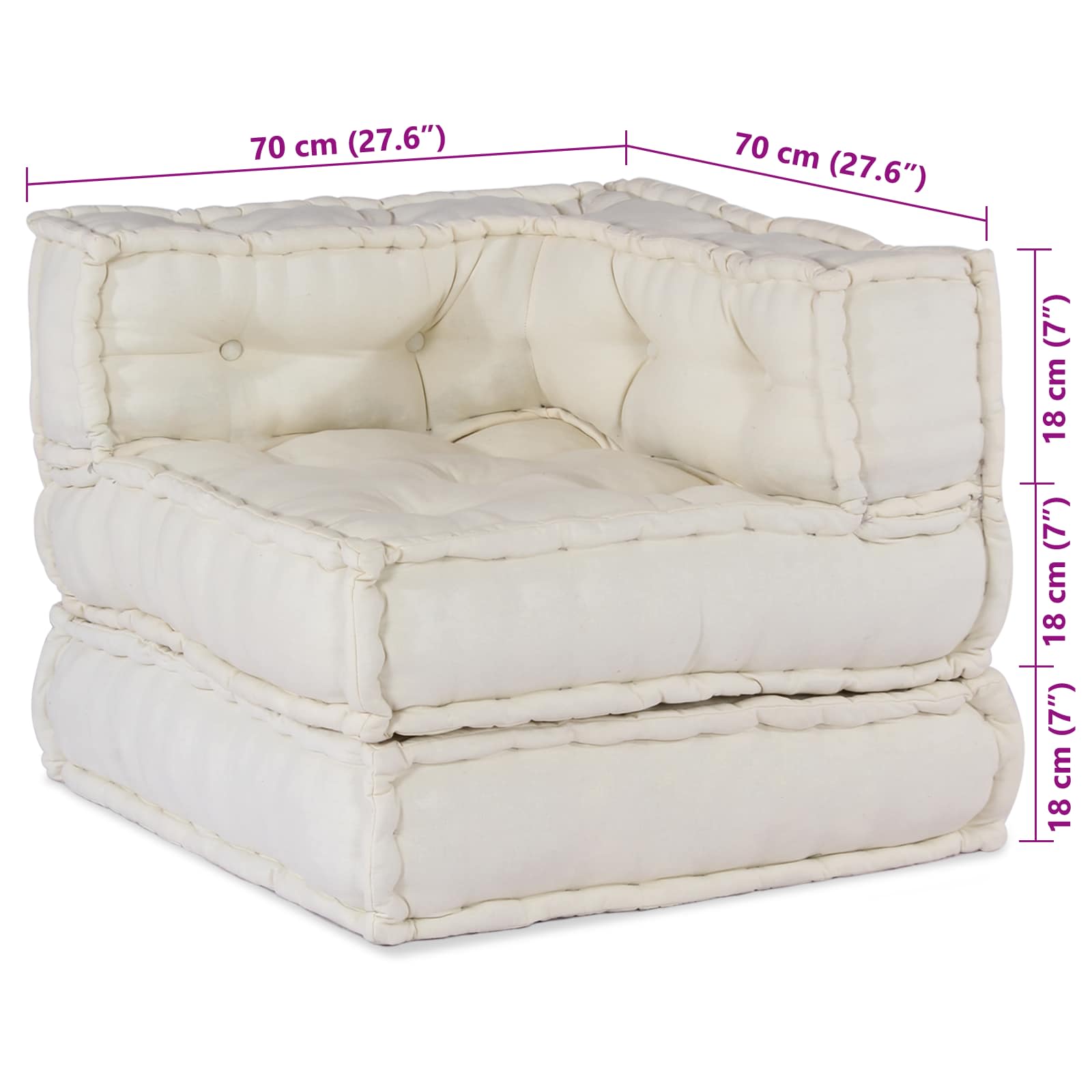 Modulārais dīvāns 3 pcs Krēmkrāsa audums