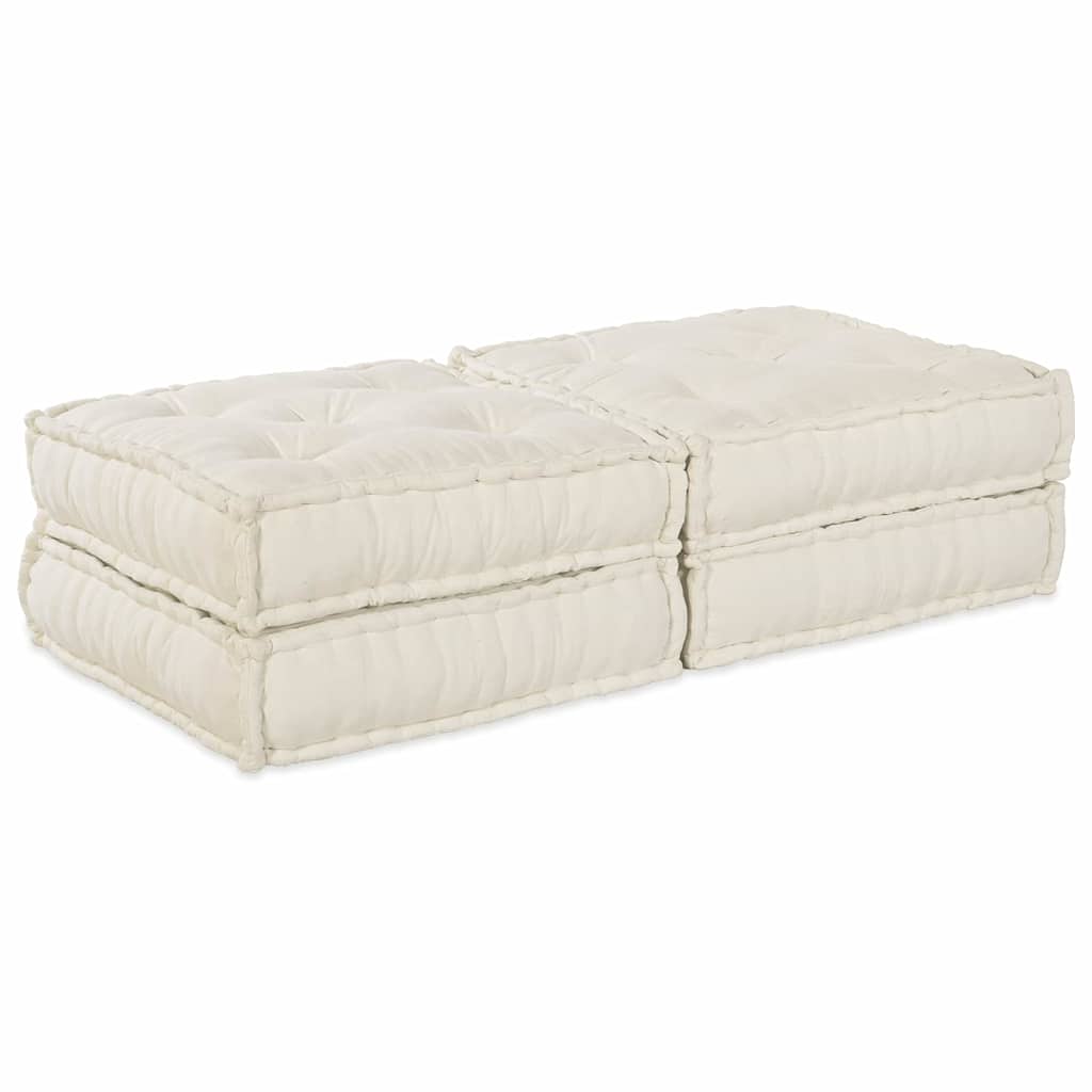 2-Seater Modular Pouffe Sofa that Converts – Cream Fab
