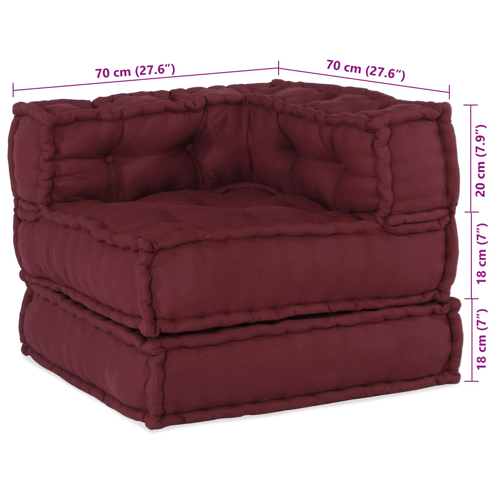 Modulair Sofabet 2 pcs Bordeaux 140 x 70 x 56 cm Stof image 4