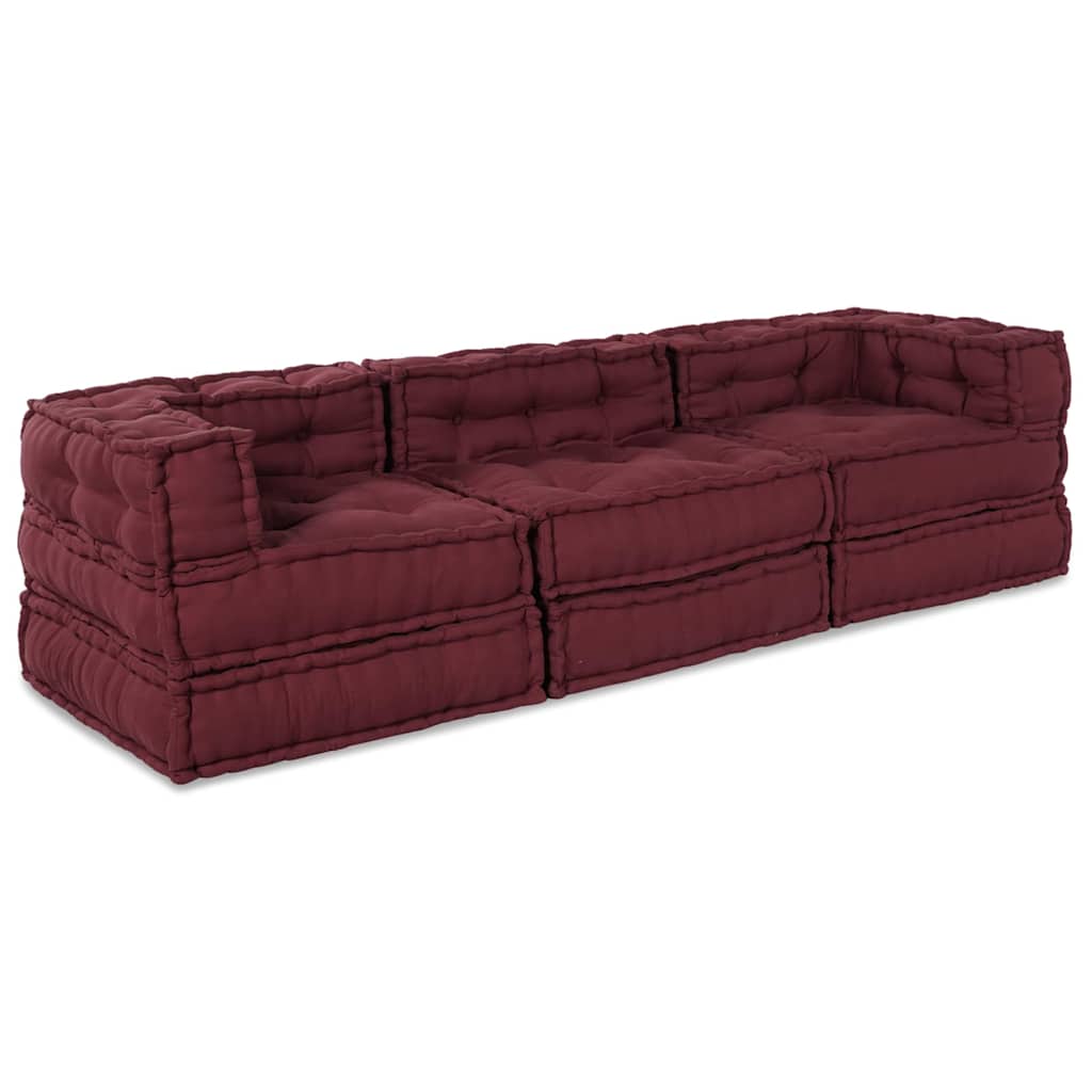 vidaXL Canapea modulară Manual 3 pcs Bordo 70 x 70 x 56 cm țesătură