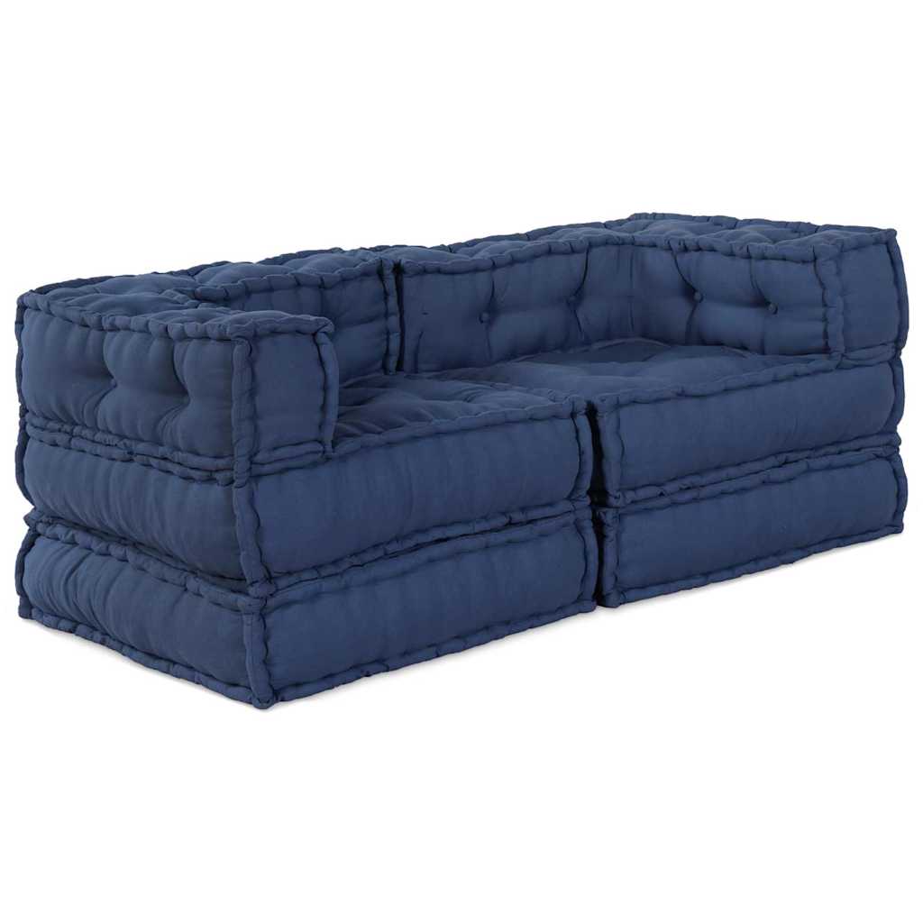 Modular Pouffes 2 Pack Indigo Fabric