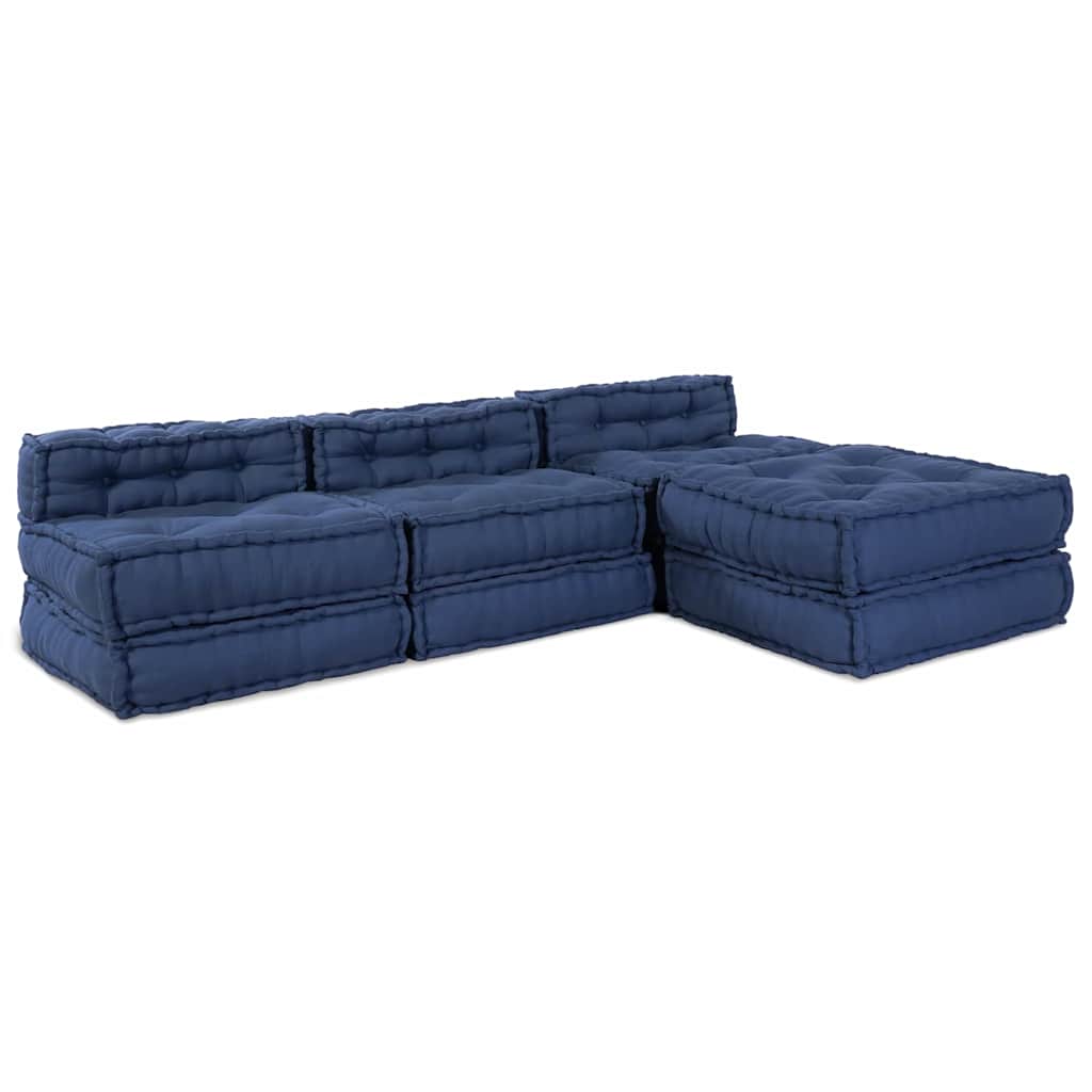 Modular Pouffes 4 pack Indigo Fabric