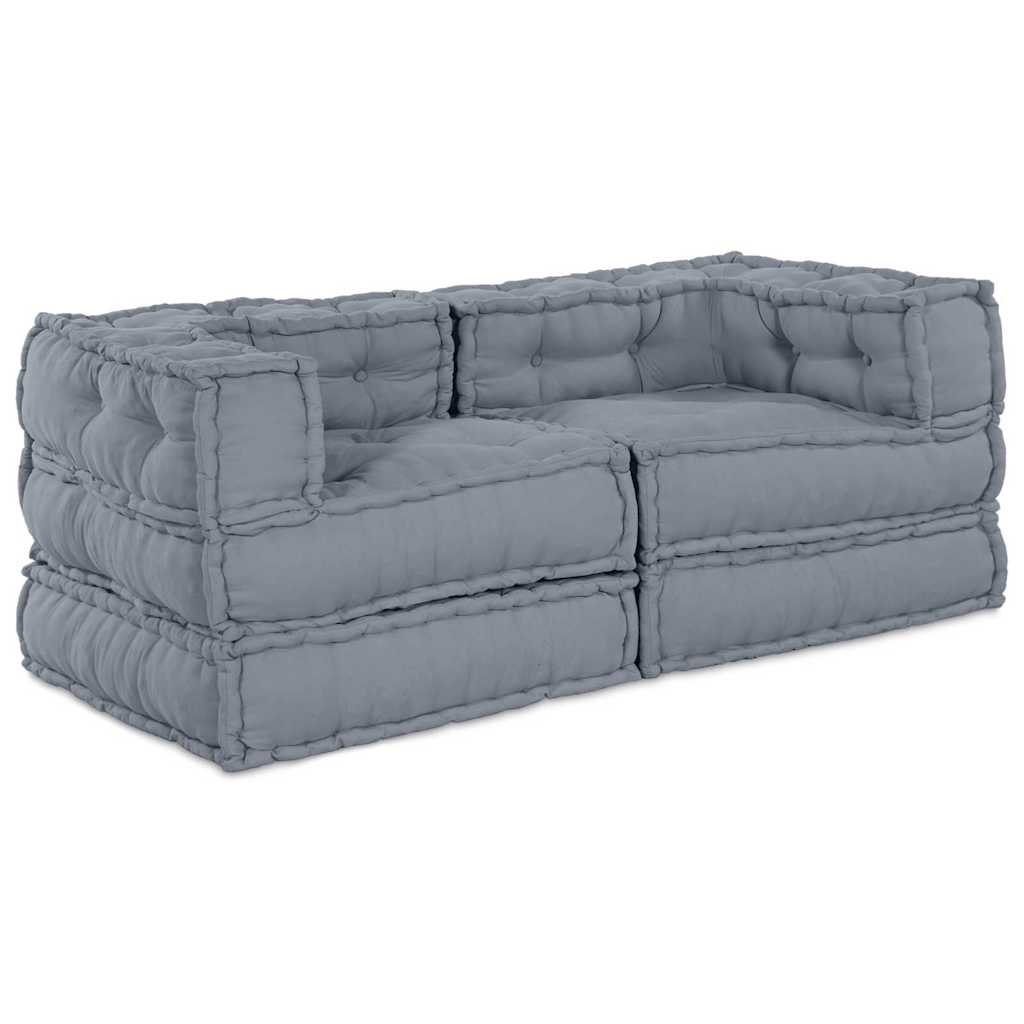 Modular Pouffes 2 pack Grey Fabric