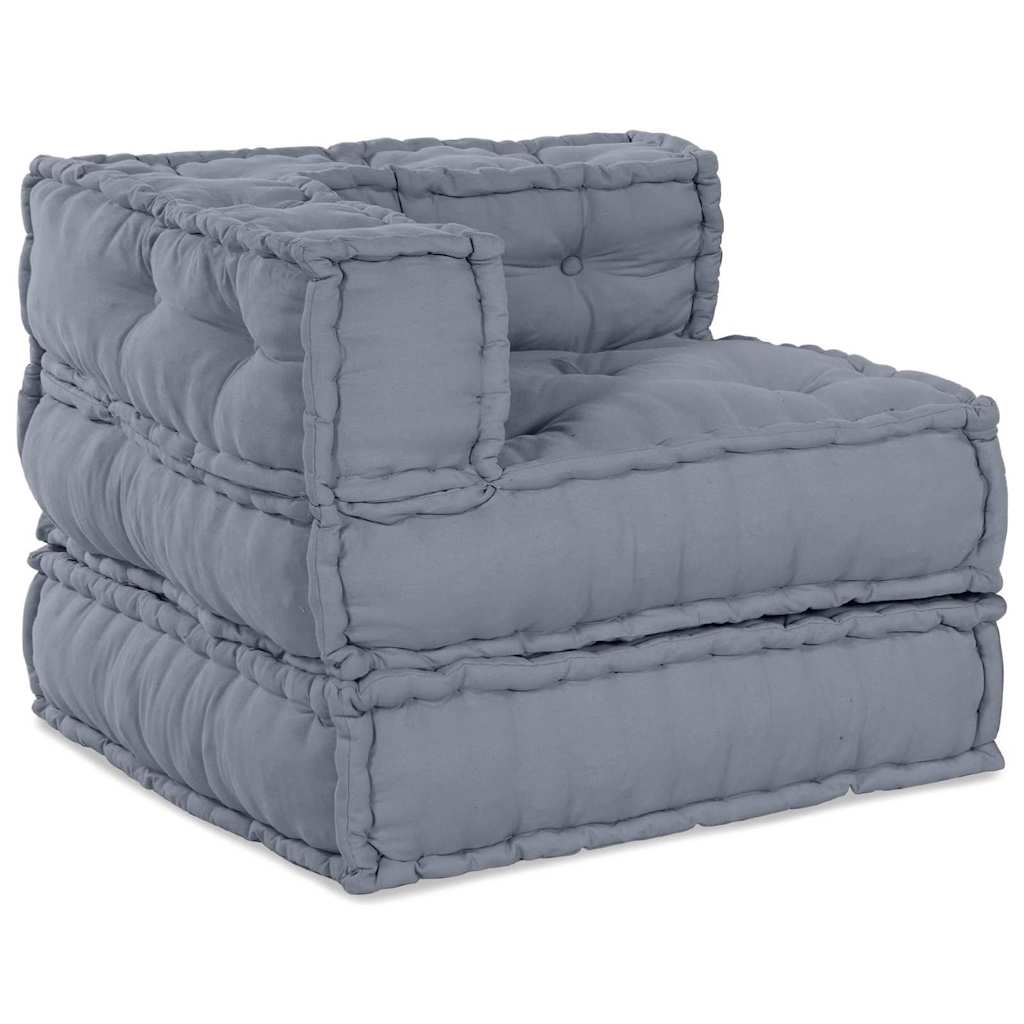4-Seater Modular Pouffe Sofa Convertible Grey Fabric