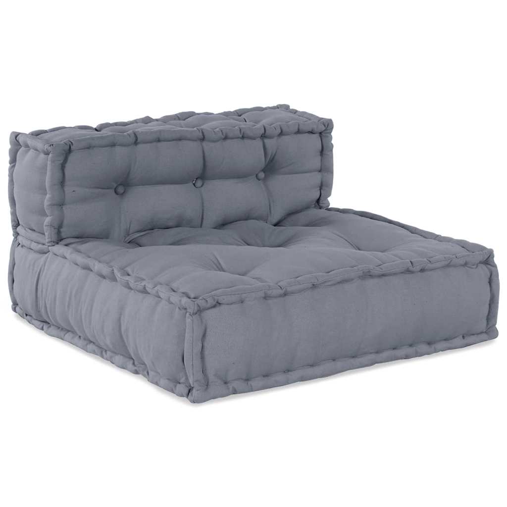 4-Seater Modular Pouffe Sofa Convertible Grey Fabric