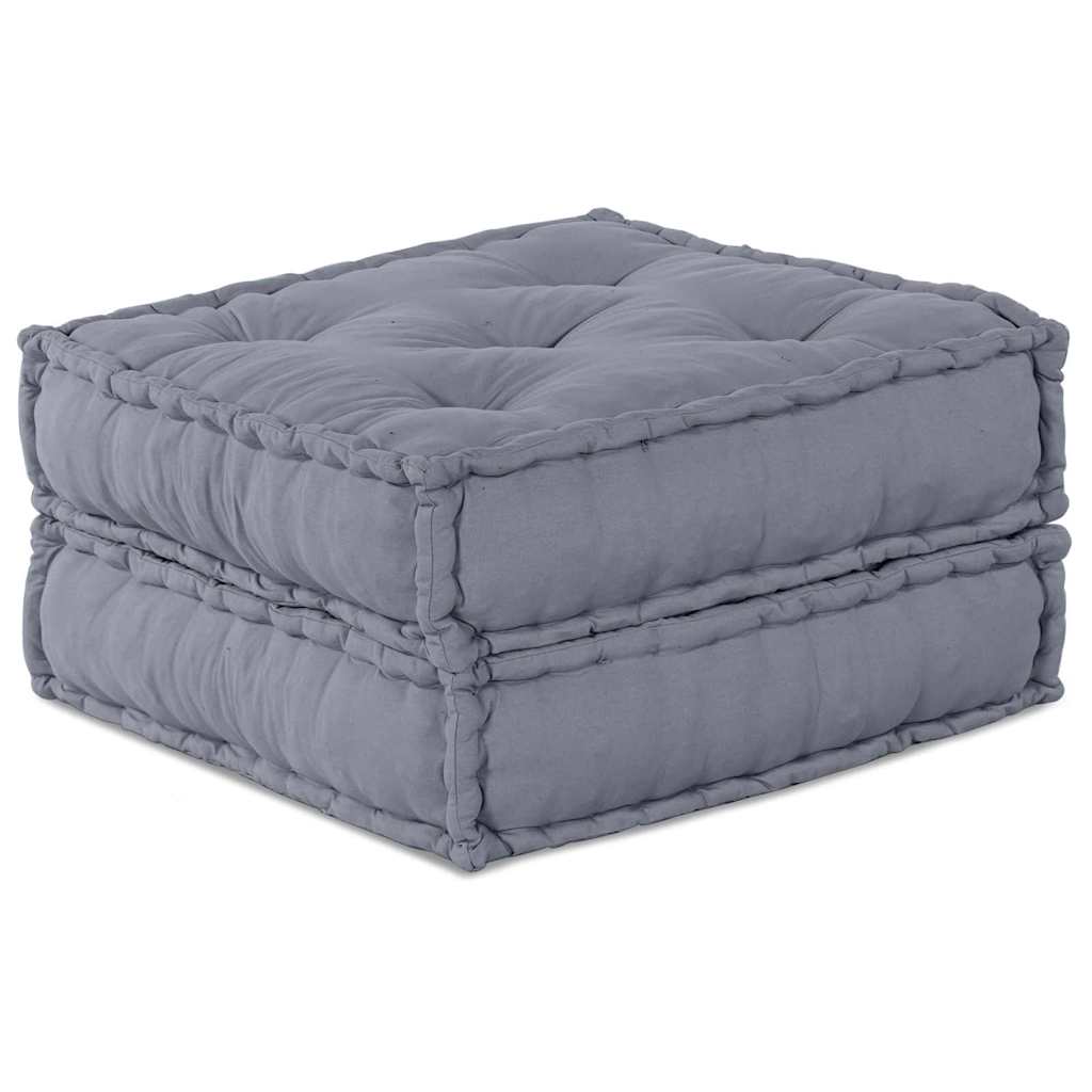 2-Seater Modular Pouffe Sofa Convertible Grey Fabric